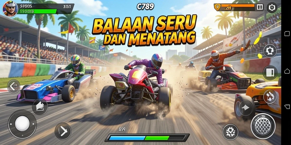 Gameplay balapan yang seru dan menegangkan di C789.