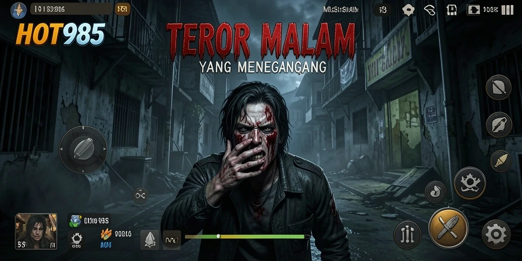 Tangkapan layar gameplay HOT985 menampilkan suasana horor yang menegangkan.