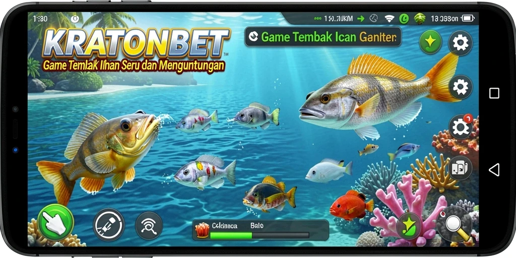 Tampilan gameplay seru di KRATONBET saat menembak ikan.