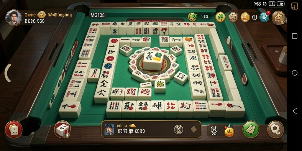 Screenshot gameplay MG108 yang menunjukkan sesi permainan Mahjong yang seru.